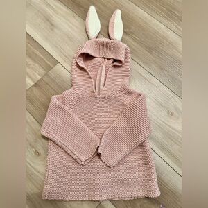 Oeuf Toddler girl Dusty Pink Sweater with Bunny Ear Hood